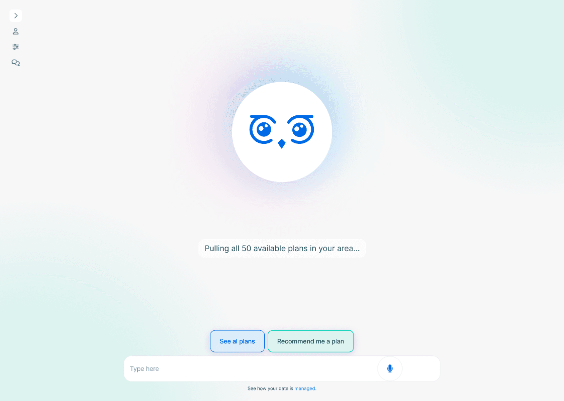 AI search assistant interface