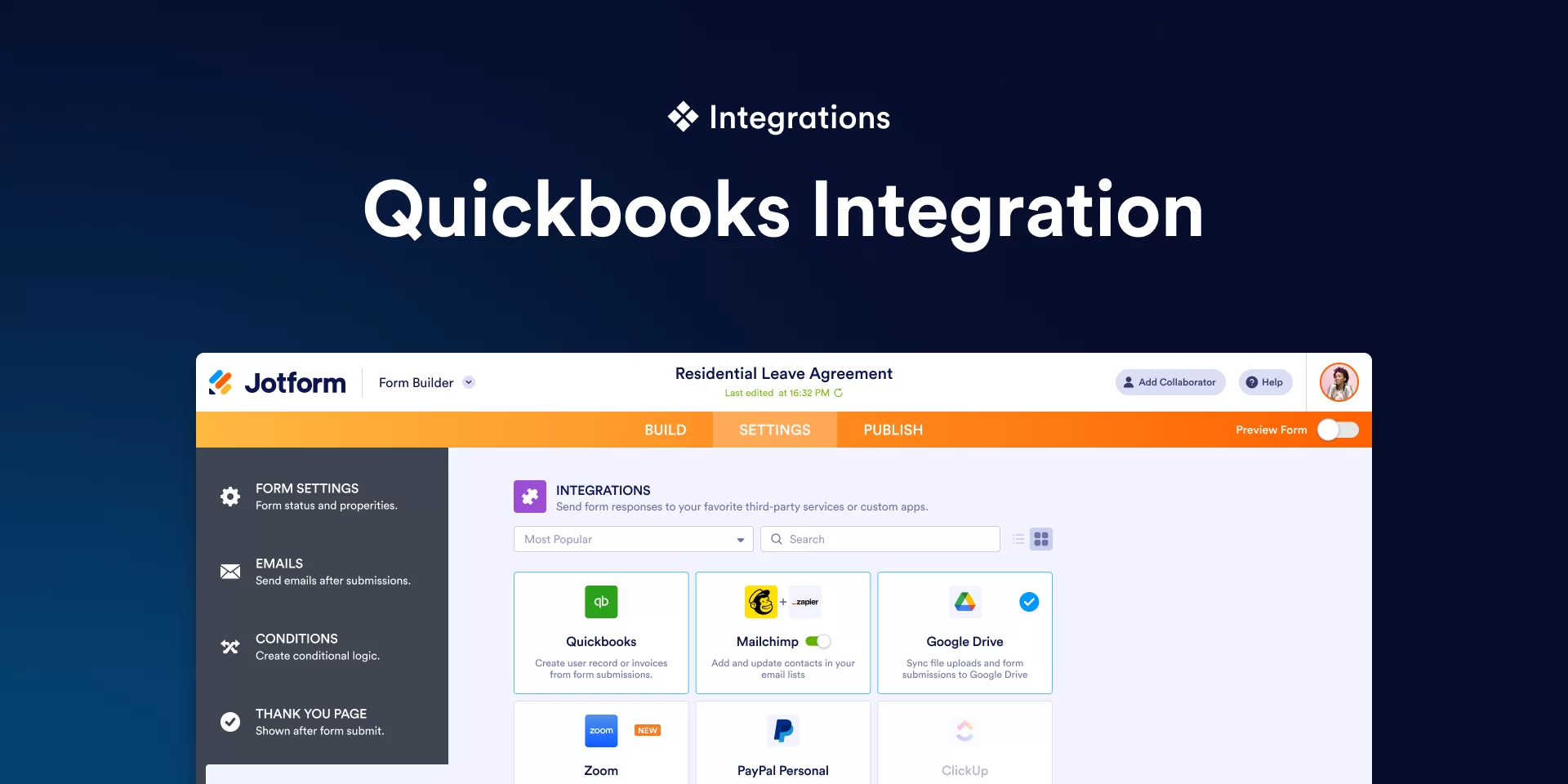 Jotform QuickBooks integration cover