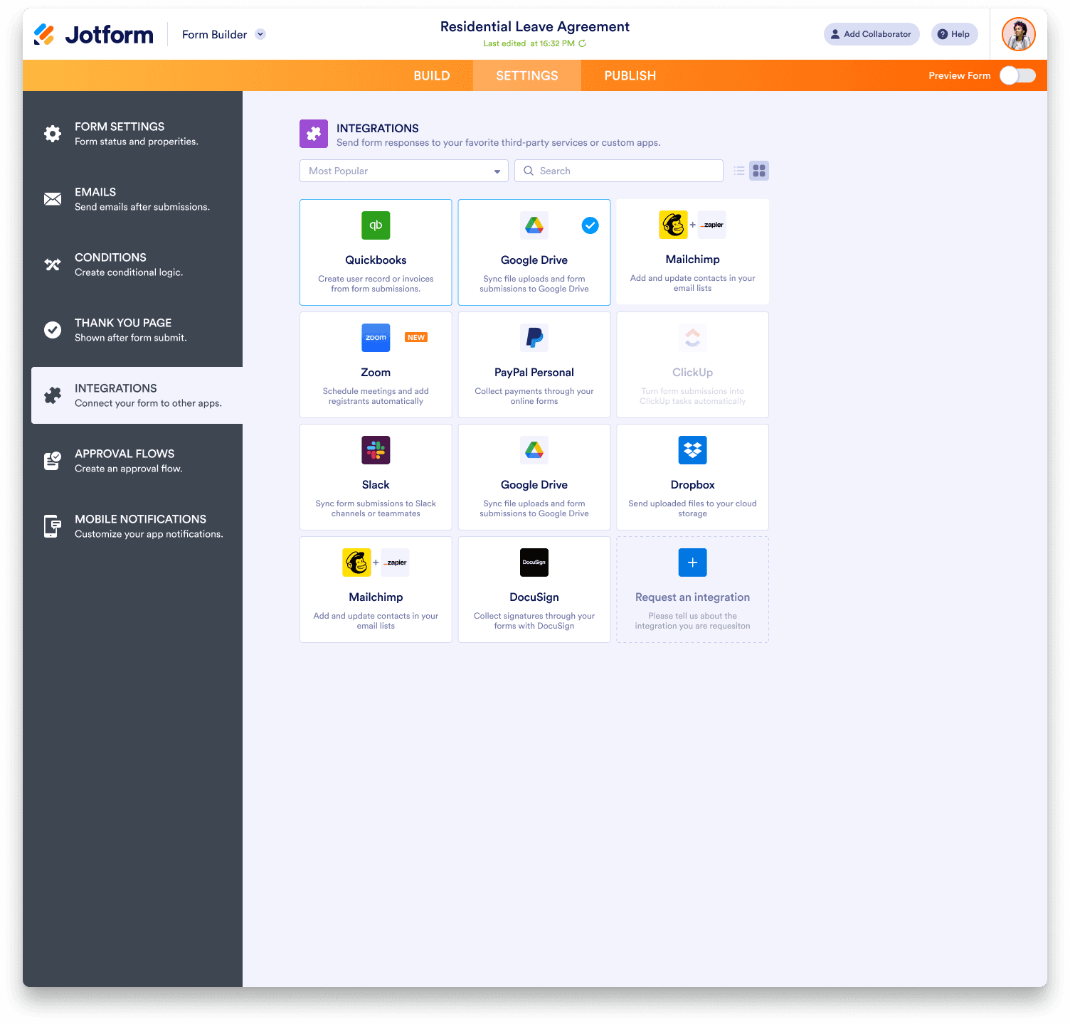 Jotform Integrations