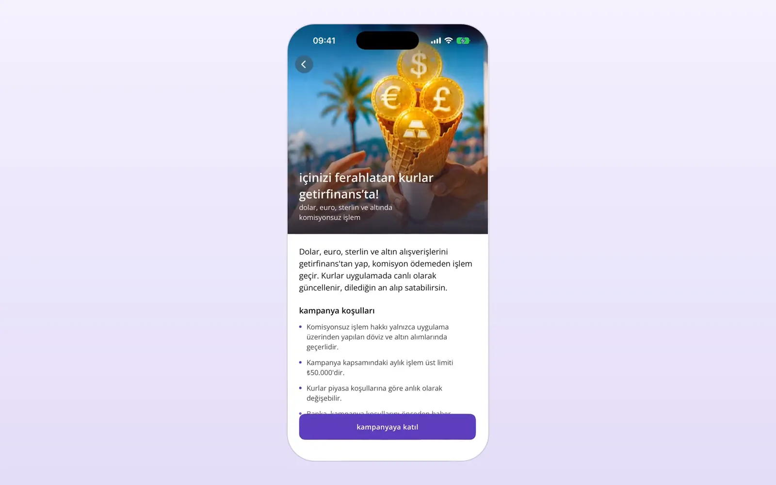 A campaign carousel zooming into its detail page