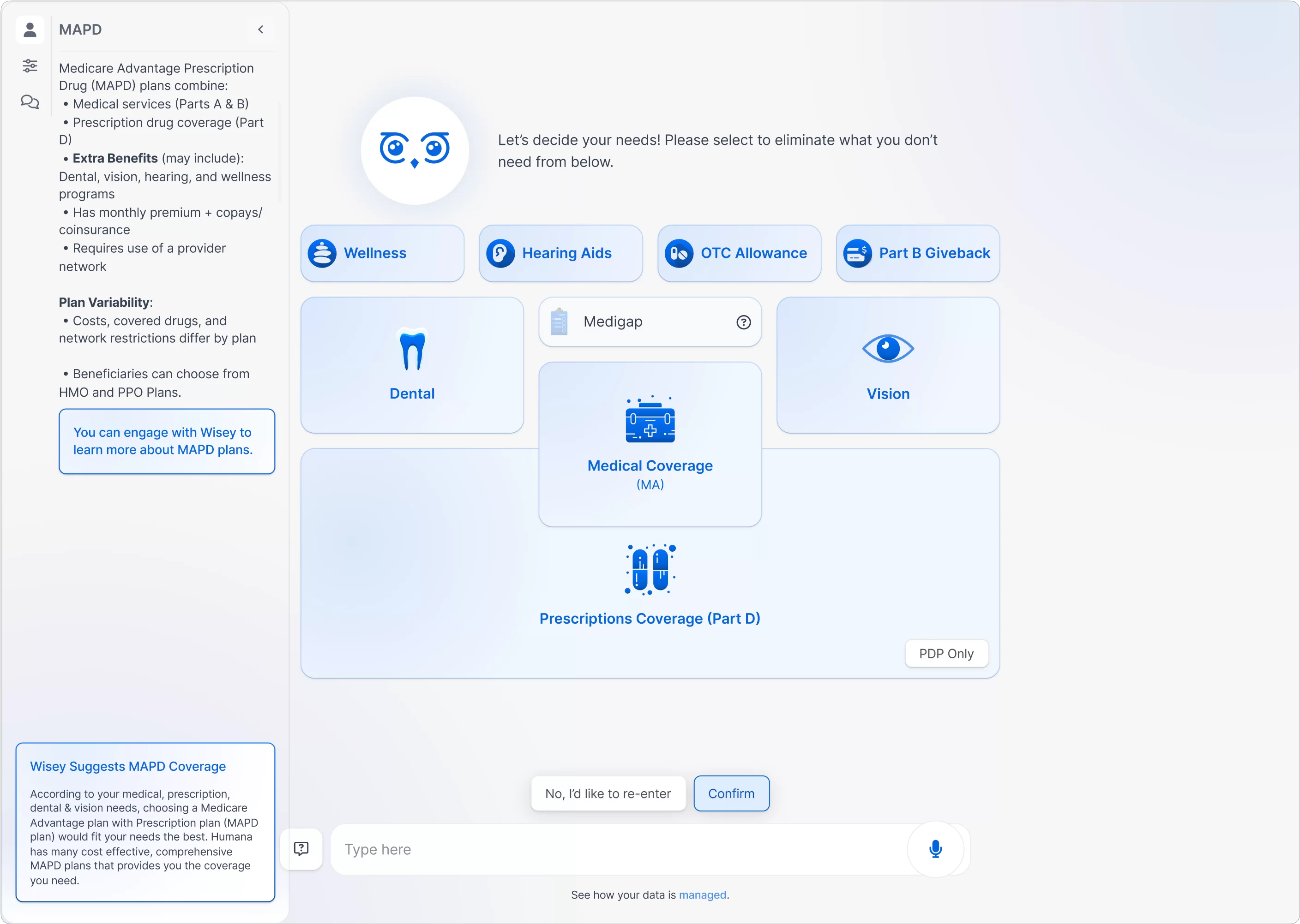 Explainable selection wizard